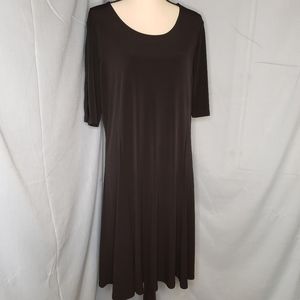Susan Graver Liquid Knit 3/4 Sleeve Black Dress